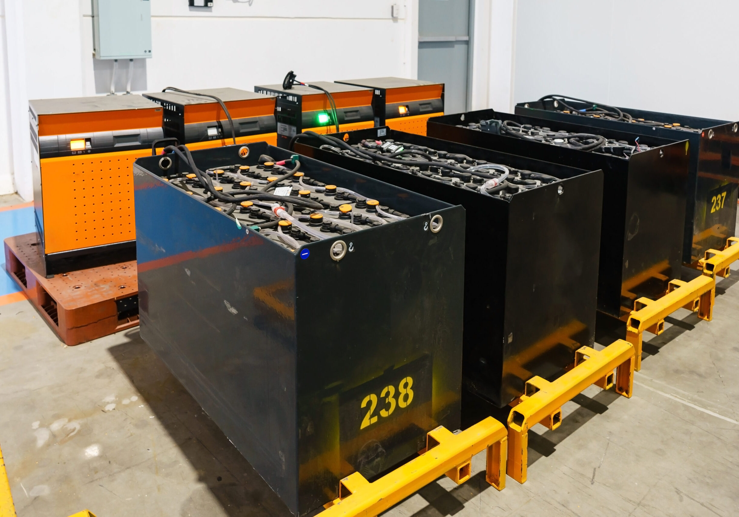recharging electrical for forklift, battery charger.